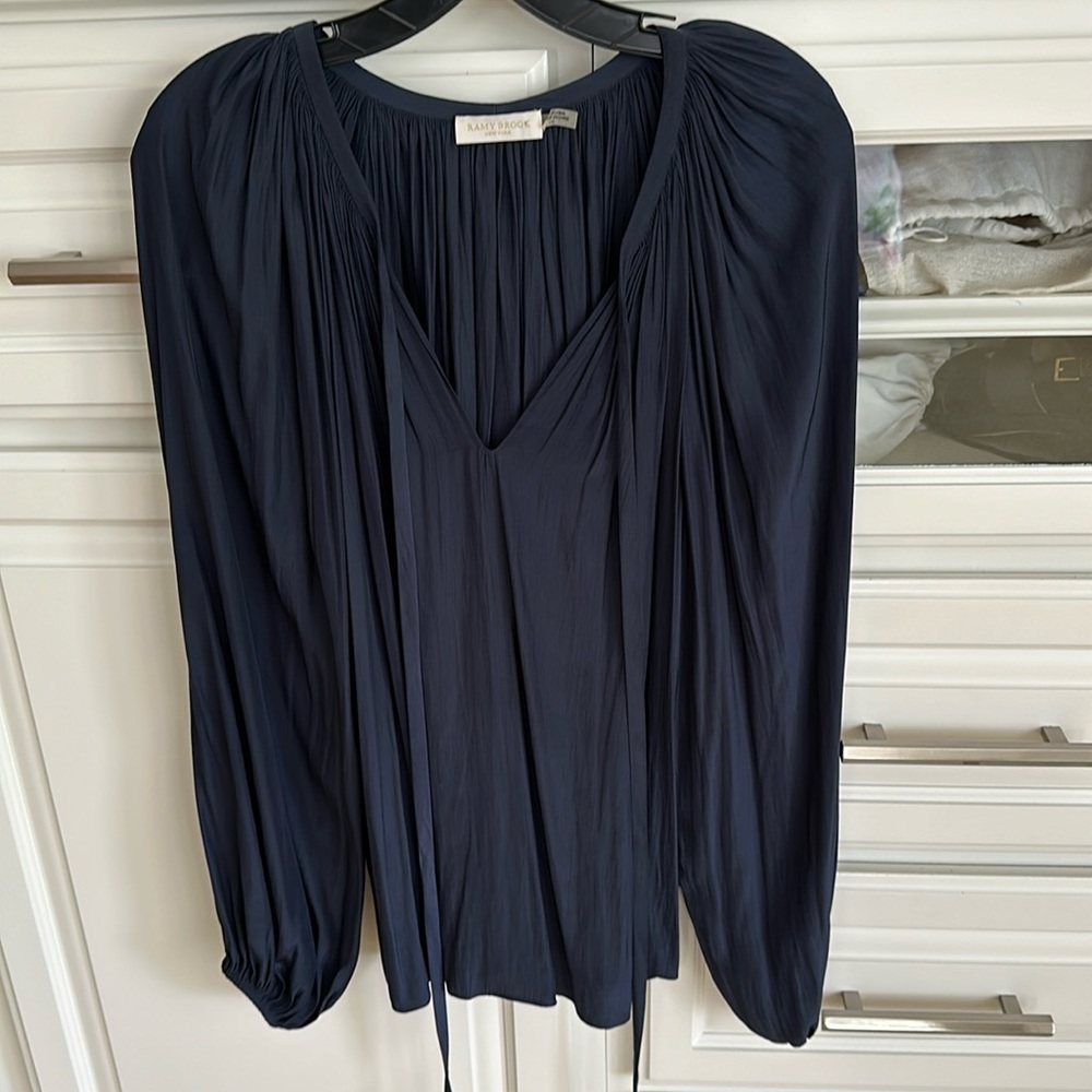 Ramy Brook New York Paris Poet Blouse Navy Size Large